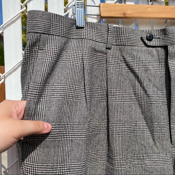 Men’s Plaid Wool Cashmere Blend Dress Pants - Picture 2 of 6